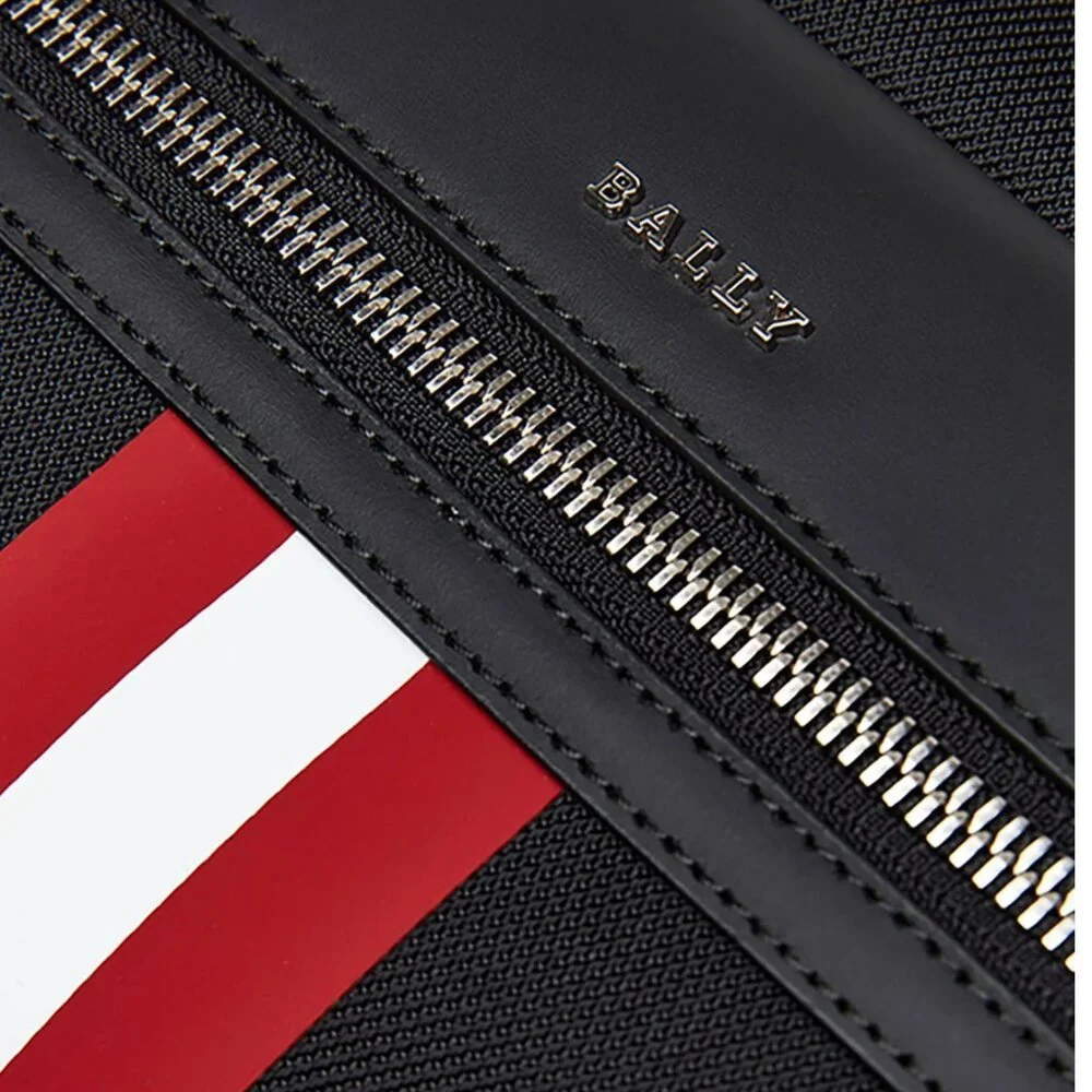 Bally Black Canvas Men's/Unisex Crossbody With Signature Bally Stripe, NWT